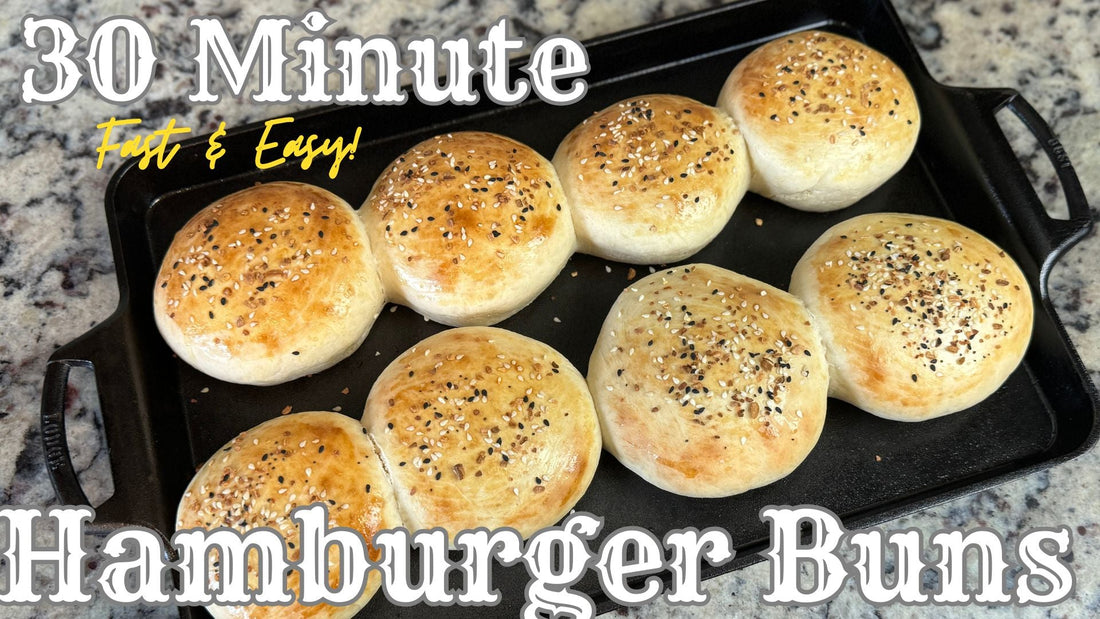 EASY 30 Minute Hamburger Buns Recipe! Homemade Hamburger Buns - Stand Mixer