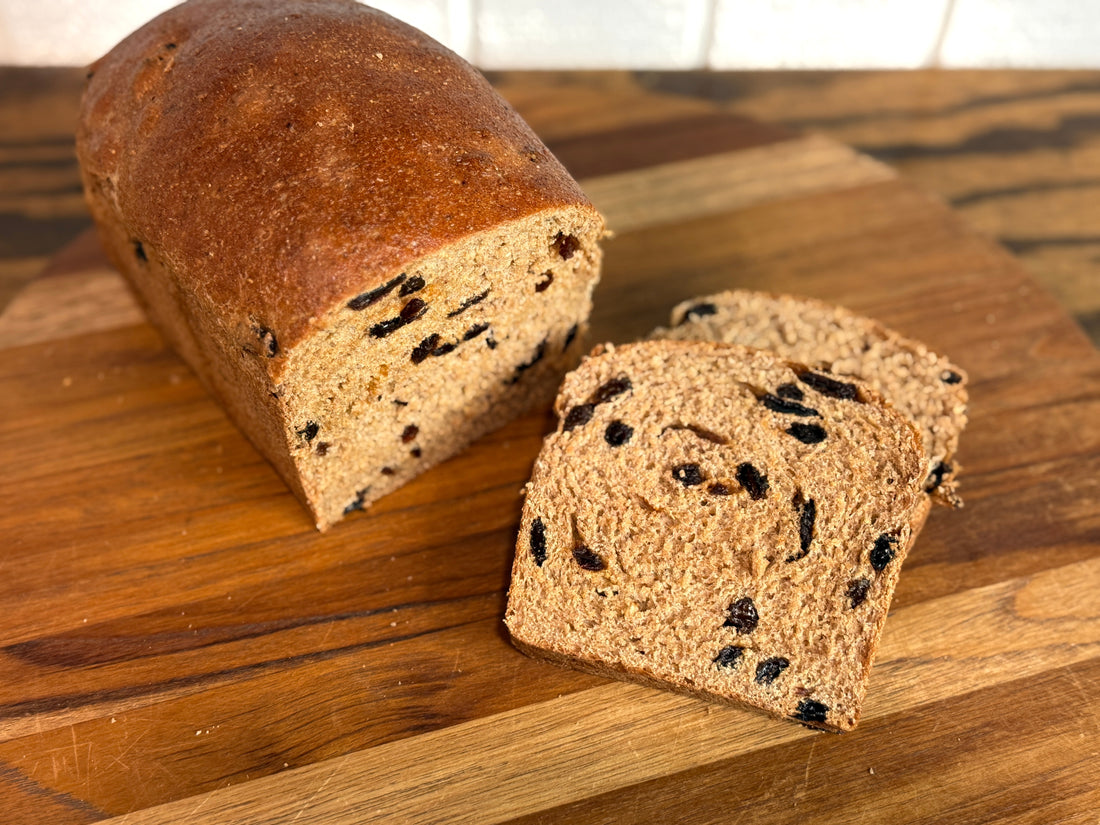 Soft Cinnamon Raisin Bread with Fresh Milled Flour (Hard White + Spelt)