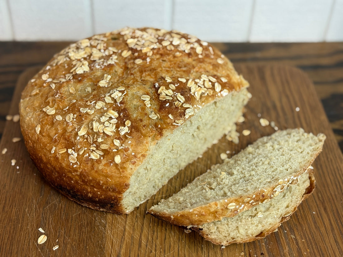 Quick Honey Oat No Knead Artisan Sandwich Bread (No Overnight + Cold Oven!)