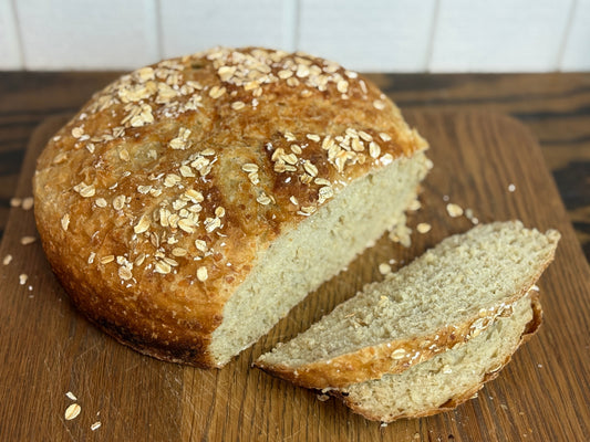 Quick Honey Oat No Knead Artisan Sandwich Bread (No Overnight + Cold Oven!)