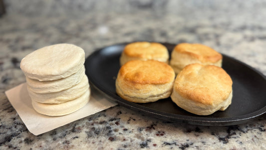 Two Ingredient Freezer Biscuits - Bake from Frozen!