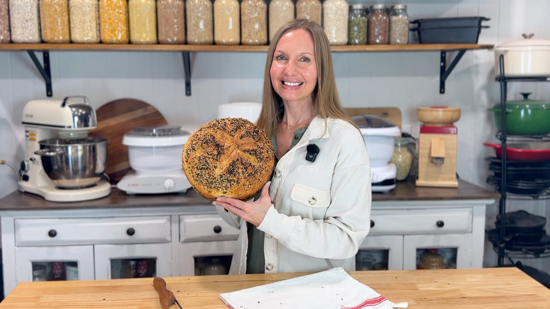 No-Knead EVERYTHING BAGEL Bread (Dutch Oven Artisan Loaf)